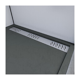 Receveur Extra Plat A Poser 120x90 Cm Caniveau - Acrylique Renforce Gris Effet Pierre