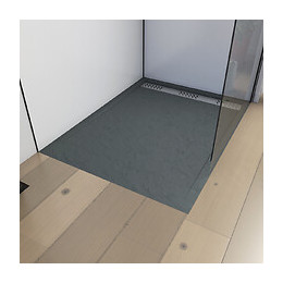 Receveur Extra Plat A Poser 120x90 Cm Caniveau - Acrylique Renforce Gris Effet Pierre