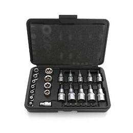 Dcraft - Jeu De Mèches Et Douilles Torx - 30 Pièces - Set De Mèches Et Douilles Dans Une Mallette Pratique - Argent
