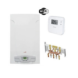 Chaudière Gaz Basnox Luna St Blue Compact 2.24 Chappée 24 Kw / Vmc Complète (douilles + Dosseret) Avec Thermostat Connecté