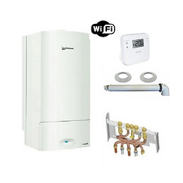 Chaudière Gaz Murale Condensation Megali Condens E.l.m Leblanc 21kw Complète (ventouse + Douilles + Dosseret) Avec Thermostat