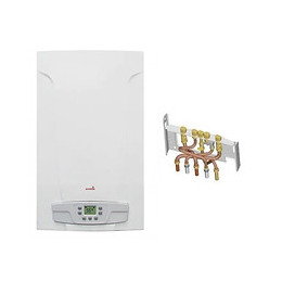 Chaudière Gaz Basnox Luna St Blue Compact 2.24 Chappée 24 Kw / Cheminée Complète (douilles + Dosseret)