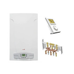 Chaudière Gaz Basnox Luna St Blue Compact 2.24 Chappée 24 Kw / Cheminée Complète (douilles + Dosseret) Avec Thermostat Fila