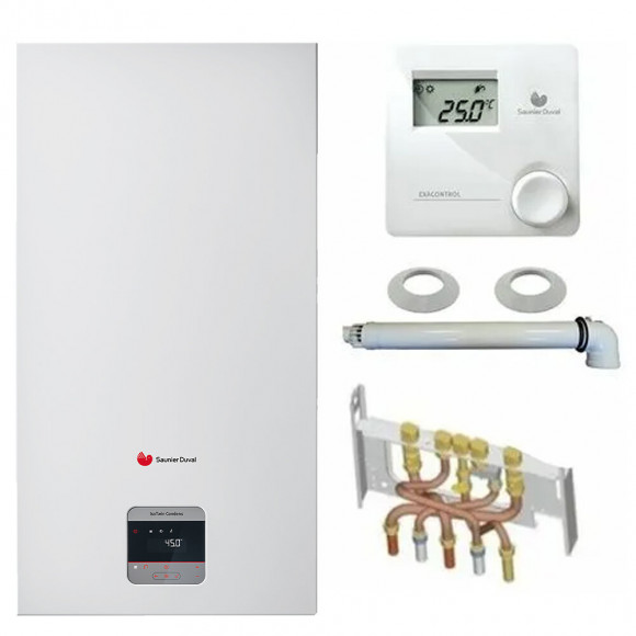 Chaudière Gaz Condensation Isotwin Condens Saunier Duval 25 Kw Complète (ventouse + Douilles + Dosseret) Avec Thermostat Fila