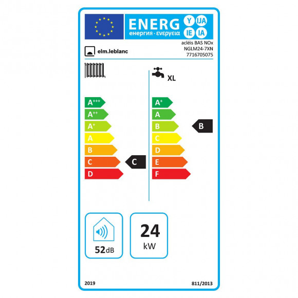 Chaudière Gaz Basnox Acleis Elm Leblanc 24 Kw / Cheminée Complète (douilles + Dosseret) Avec Thermostat Filaire