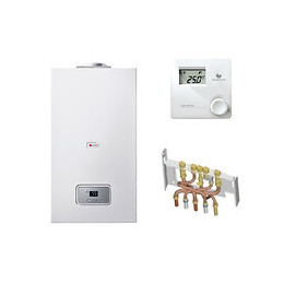 Chaudière Gaz Basnox Themaplus Bas-nox Saunier Duval 25 Kw / Vmc Complète (avec Douilles + Dosseret) Avec Thermostat Filaire