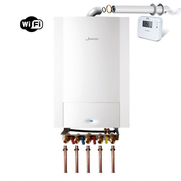 Chaudière Gaz Murale Condensation Egalis Ballon Condens E.l.m Leblanc 24kw Complète (ventouse + Douilles + Dosseret) Avec The