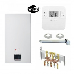 Chaudière Gaz Condensation Isotwin Condens Saunier Duval 25 Kw Complète (ventouse + Douilles + Dosseret) Avec Thermostat Conn