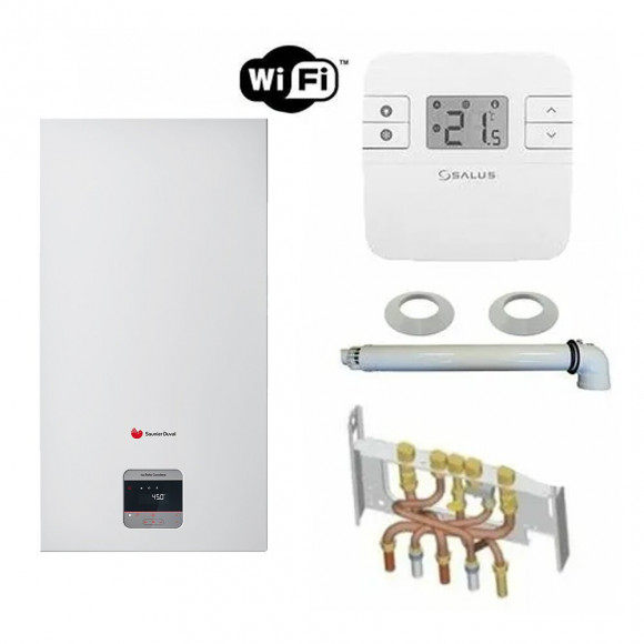 Chaudière Gaz Condensation Isotwin Condens Saunier Duval 25 Kw Complète (ventouse + Douilles + Dosseret) Avec Thermostat Conn