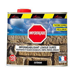 Hydrofuge Façade Imperméabilisant Pour Mur Pierre Brique Enduit Crépi - Imperfacade - Liquide- Transparent - 2.5l (jusqu A 1