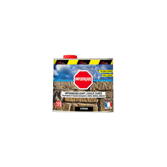 Hydrofuge Façade Imperméabilisant Pour Mur Pierre Brique Enduit Crépi - Imperfacade - Liquide- Transparent - 2.5l (jusqu A 1
