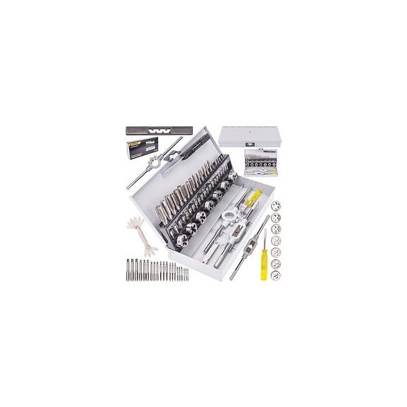 Power Tool - Jeu De Tarauds Et De Filières M3 - M12 - 32 Éléments - Set Tarauds + Matrices De Filetage - Gris