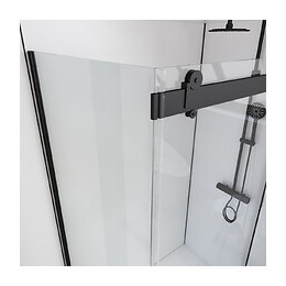Paroi De Retour Pour Paroi Porte De Douche Type Industriel Noir Mat - 90x200cm - Verre Trempe 8mm