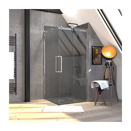 Porte De Douche Carree - Rolling Chromed Square 90x90