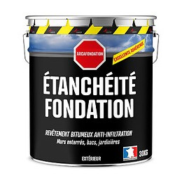 Enduit Pour Fondations Murs Enterrés Bitumeux Noir Hydrofuge Parpaing Béton Brique Bois Arcafondation - Noir - 30 Kg - Arcane