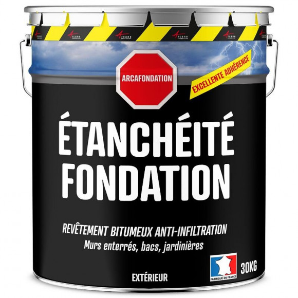 Enduit Pour Fondations Murs Enterrés Bitumeux Noir Hydrofuge Parpaing Béton Brique Bois Arcafondation - Noir - 30 Kg - Arcane