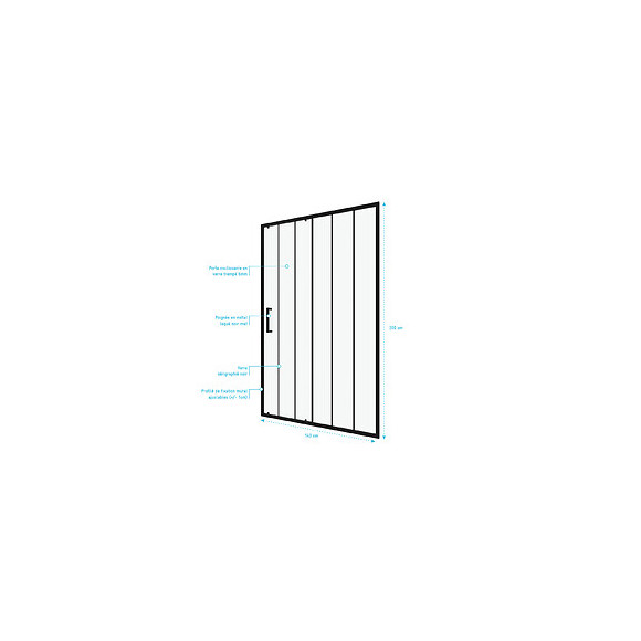 Paroi Porte De Douche Coulissante Sérigraphié - 140x200cm - Profile Noir Mat Verre 6mm - Crushx 140
