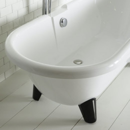 Baignoire Îlot Charly Blanche Rétro + Pieds Conique Noir