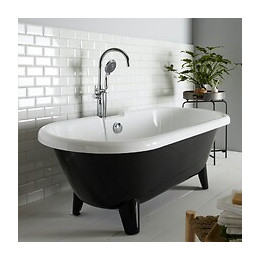 Baignoire Îlot Rétro Charly Noire Et Blanche Avec Pieds Moderne Conique Noir