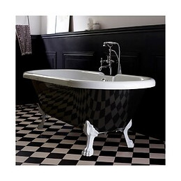 Baignoire Ilot Charly Ovale Noire Et Blanche Avec Piétements Blanc