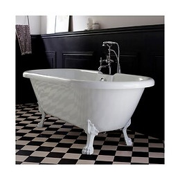 Baignoire Îlot Charly Ovale Rétro Avec Pieds Patte De Lion Blanc