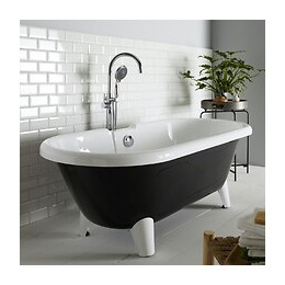 Baignoire Îlot Rétro Charly Noire Et Blanche Avec Pieds Moderne Conique Blanc