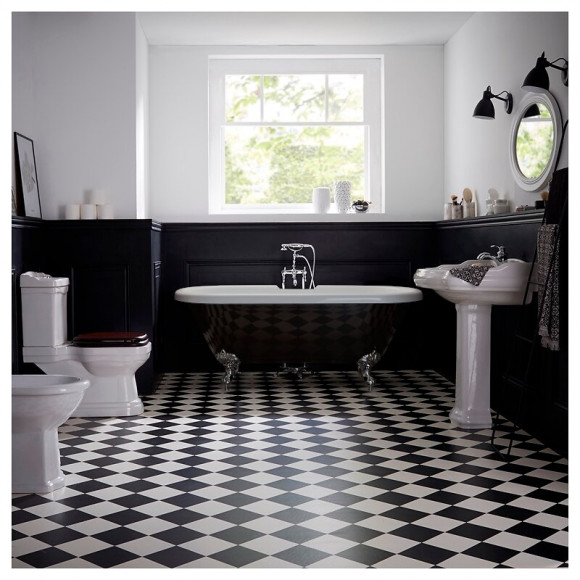 Baignoire Îlot Charly Noire Avec Pieds Patte D'aigle Chrome