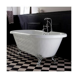 Baignoire Ilot Charly Blanche Avec Pieds Patte D 'aigle Chrome