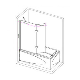 Pare-baignoire 2 Volets 120*140 Cm Verre 10 Mm