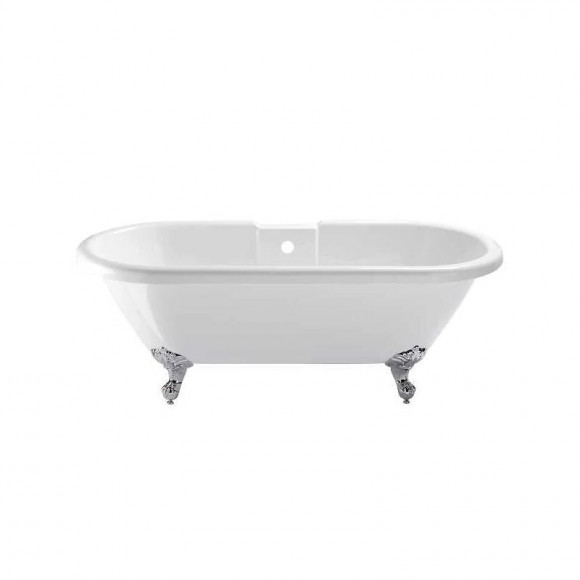 Baignoire Ilot Charly Blanche Avec Pieds Patte D 'aigle Chrome