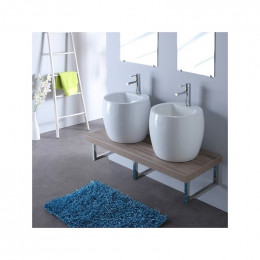 Meuble De Salle Bain 120 Cm Double Vasques Blanche Contemporaine