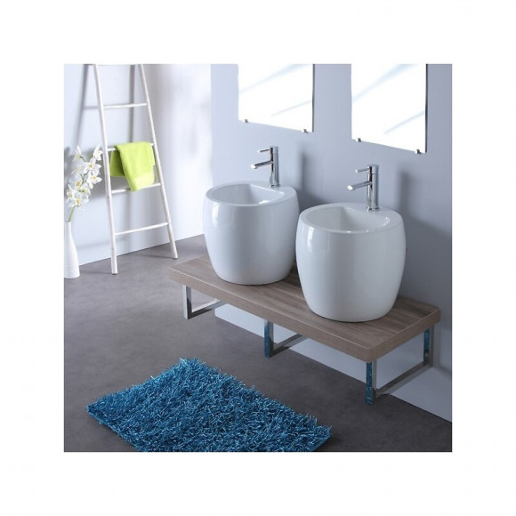 Meuble De Salle Bain 120 Cm Double Vasques Blanche Contemporaine