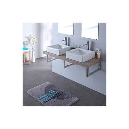 Console Double Vasque Avec Vasques Elec Blanches 120 Cm Gris Lamelle