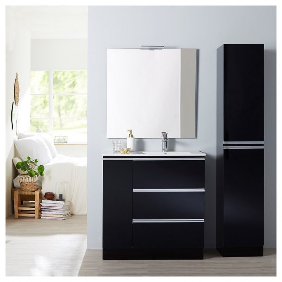 Meuble Colonne À Poser Noir Hauteur 180 Cm - Dynamic