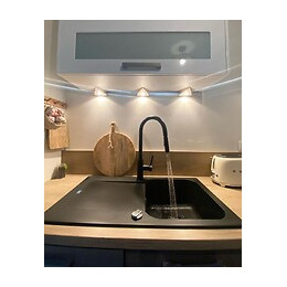 Lisse Évier Réversible 1 Cuve 1 Égouttoir En Résine Noir