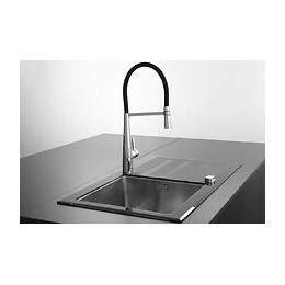 High Silicon Mitigeur Évier Chromé À Douchette Avec Flexible Silicone Noir