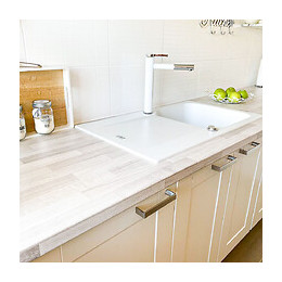 Lisse Évier Réversible 1 Cuve 1 Égouttoir En Résine Blanc