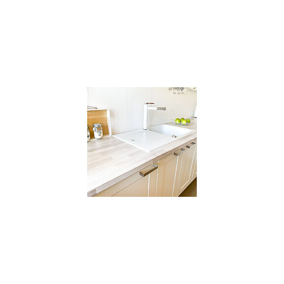 Lisse Évier Réversible 1 Cuve 1 Égouttoir En Résine Blanc