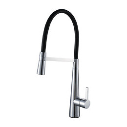 High Silicon Mitigeur Évier Chromé À Douchette Avec Flexible Silicone Noir