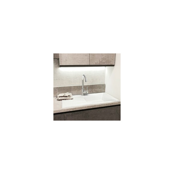 Sierra Évier 1 Grande Cuve 1 Égouttoir En Résine Blanc