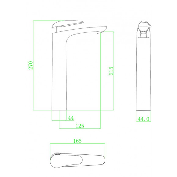 Galet Mitigeur Lavabo Bec Haut Chrome Poignée Chrome