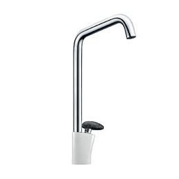 Galet Mitigeur Lavabo Bec Haut Blanc Chrome Poignée Façon Pierre