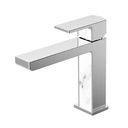 Essemarmo Lavabo Bas Chrome Et Blanc Façon Marbre