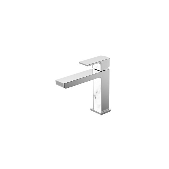 Essemarmo Lavabo Bas Chrome Et Blanc Façon Marbre