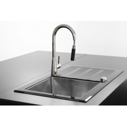 Gelato Mitigeur Évier Chromé Noir À Douchette