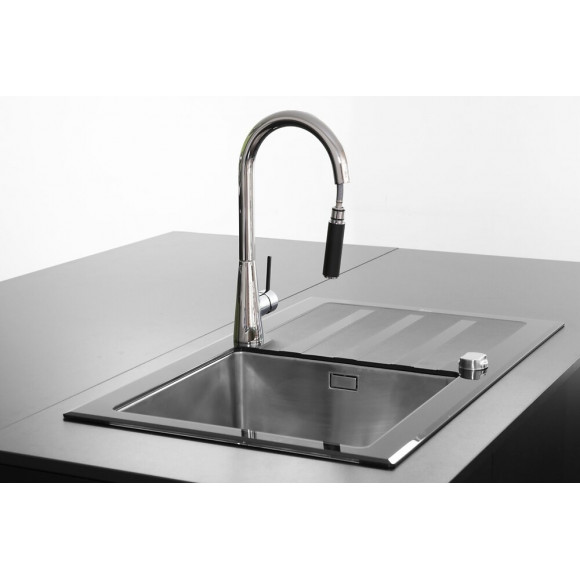 Gelato Mitigeur Évier Chromé Noir À Douchette