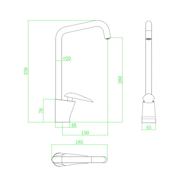 Galet Mitigeur Lavabo Bec Haut Blanc Chrome Poignée Façon Pierre