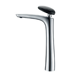 Galet Mitigeur Lavabo Bec Chrome Poignée Façon Pierre