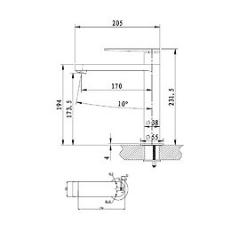 Allure Mitigeur Lavabo Haut Façon Inox Et Noir