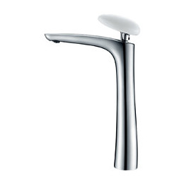 Galet Mitigeur Lavabo Bec Chrome Et Poignée Blanche